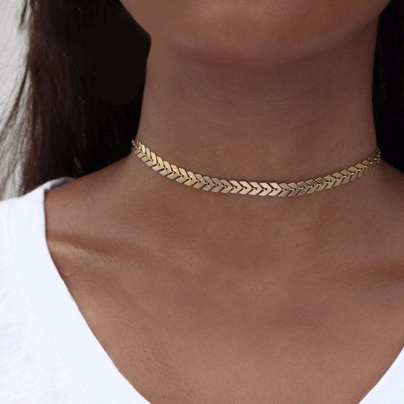 Leaves Sequins Choker • Gold Plated Alloy Collar