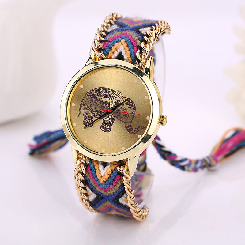 Lucky Elephant Watch • Fabric Bracelet Watch