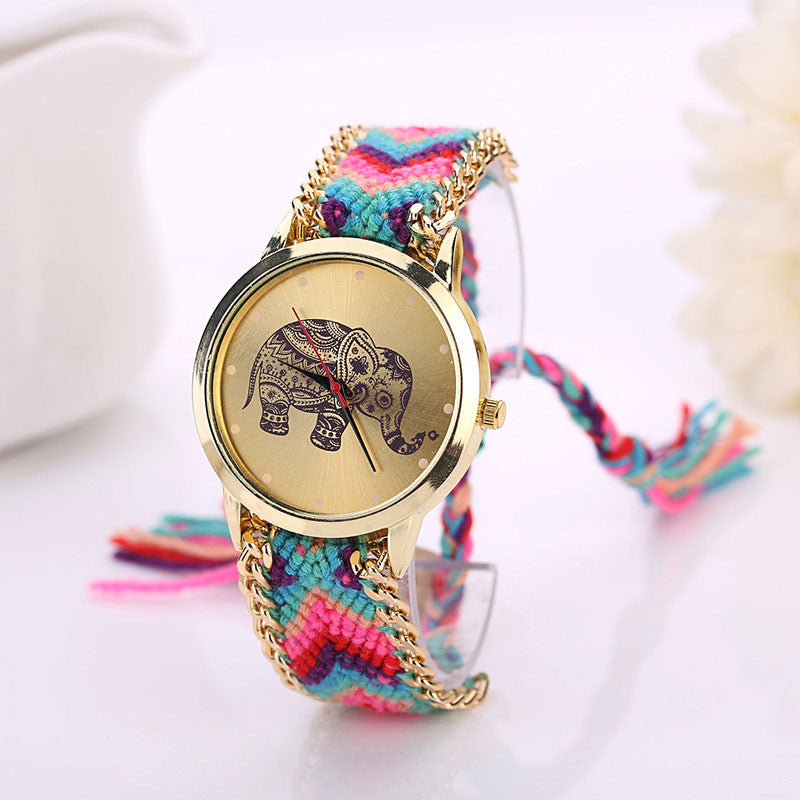 Lucky Elephant Watch • Fabric Bracelet Watch