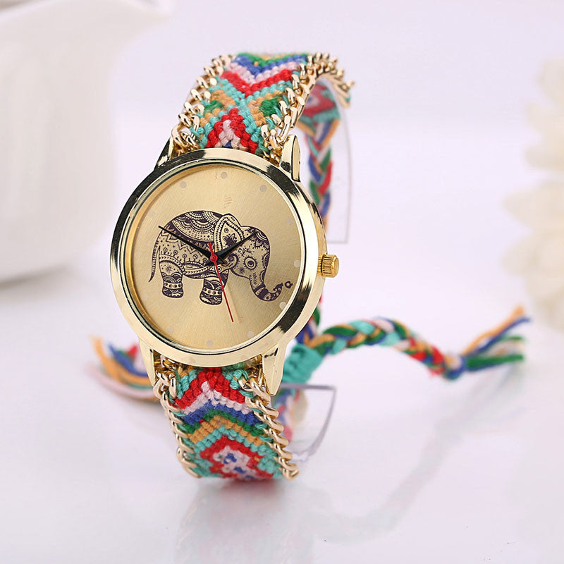 Lucky Elephant Watch • Fabric Bracelet Watch