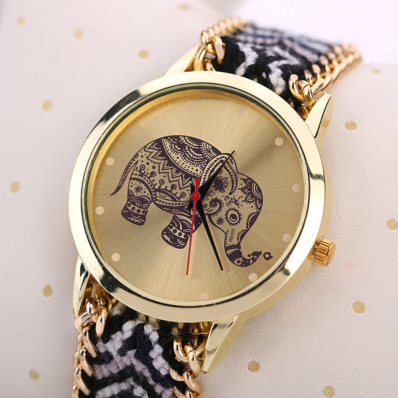 Lucky Elephant Watch • Fabric Bracelet Watch