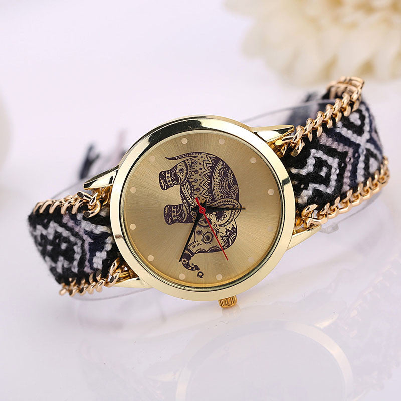 Lucky Elephant Watch • Fabric Bracelet Watch