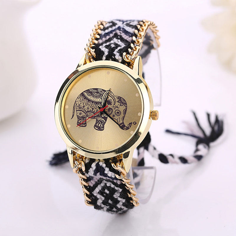 Lucky Elephant Watch • Fabric Bracelet Watch