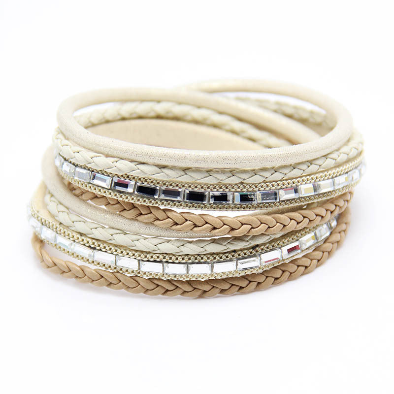 Multi Layer Woven Bracelet • Magnetic Buckle Leather Bracelet