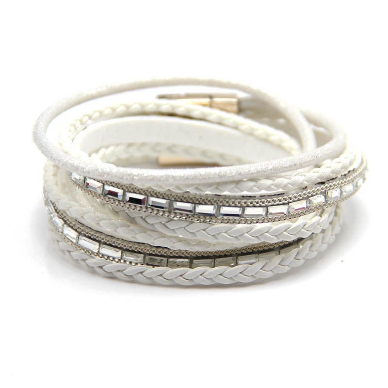 Multi Layer Woven Bracelet • Magnetic Buckle Leather Bracelet