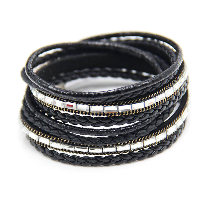 Multi Layer Woven Bracelet • Magnetic Buckle Leather Bracelet