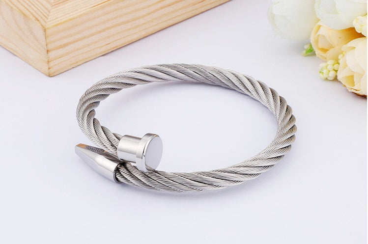 Street Fashion Nail Open Cuff • Titanium Steel Bracelet