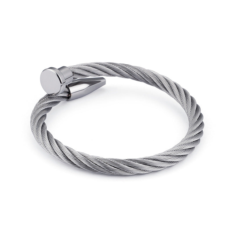 Street Fashion Nail Open Cuff • Titanium Steel Bracelet