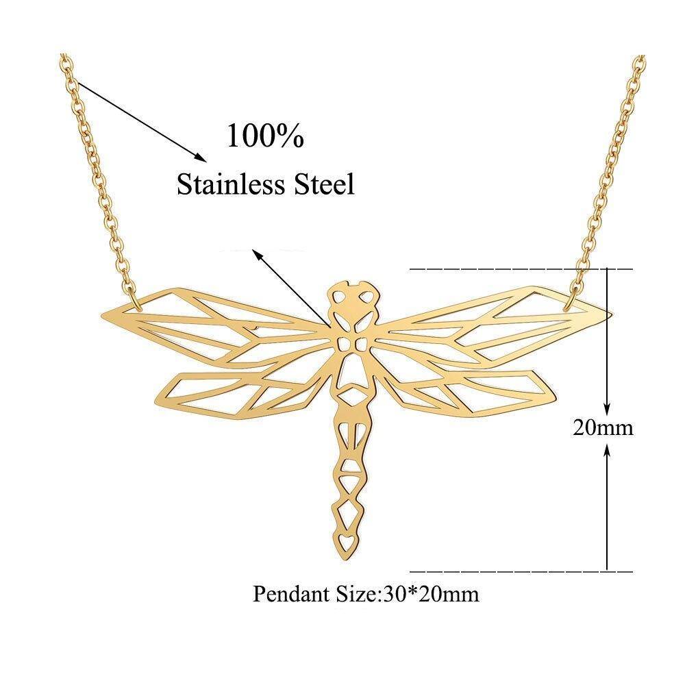 Low Poly Dragonfly Necklace • Stainless Steel Pendant and Chain