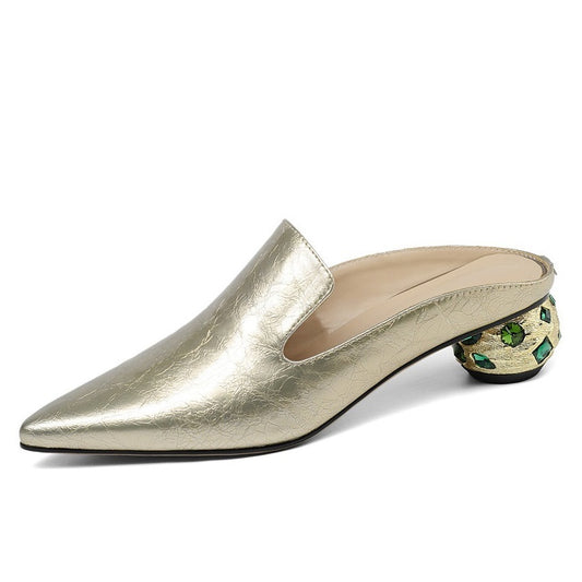 Pointed Toe Rhinestone Flats • Microfiber Leather Mules