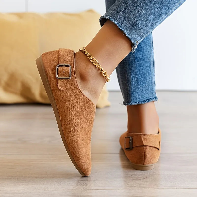 Pointed Toe Casual Flats • Suede Leather Shoes