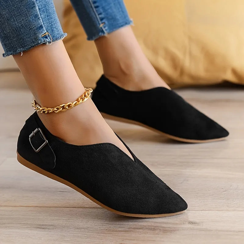 Pointed Toe Casual Flats • Suede Leather Shoes