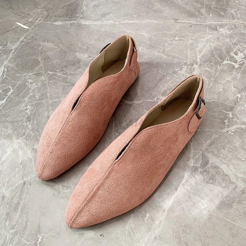 Pointed Toe Casual Flats • Suede Leather Shoes