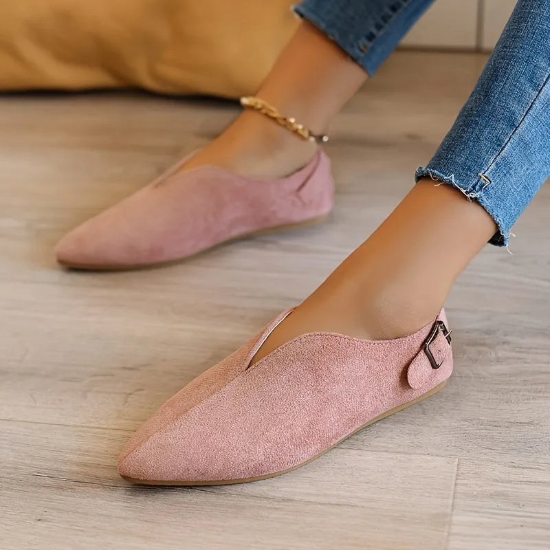 Pointed Toe Casual Flats • Suede Leather Shoes