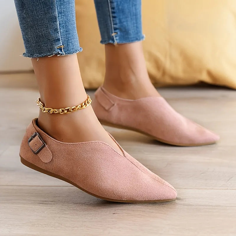 Pointed Toe Casual Flats • Suede Leather Shoes