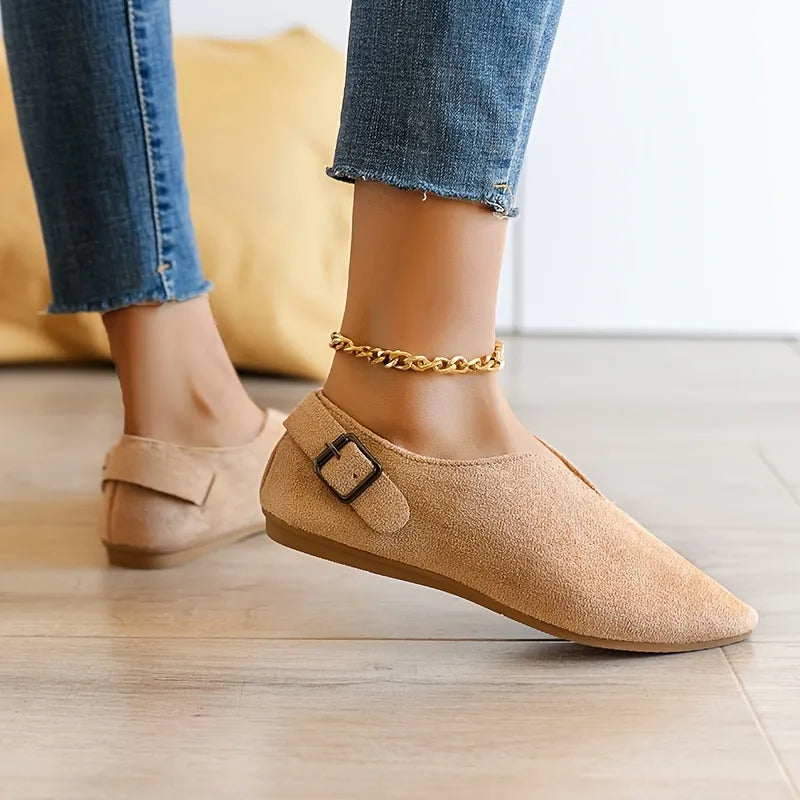 Pointed Toe Casual Flats • Suede Leather Shoes