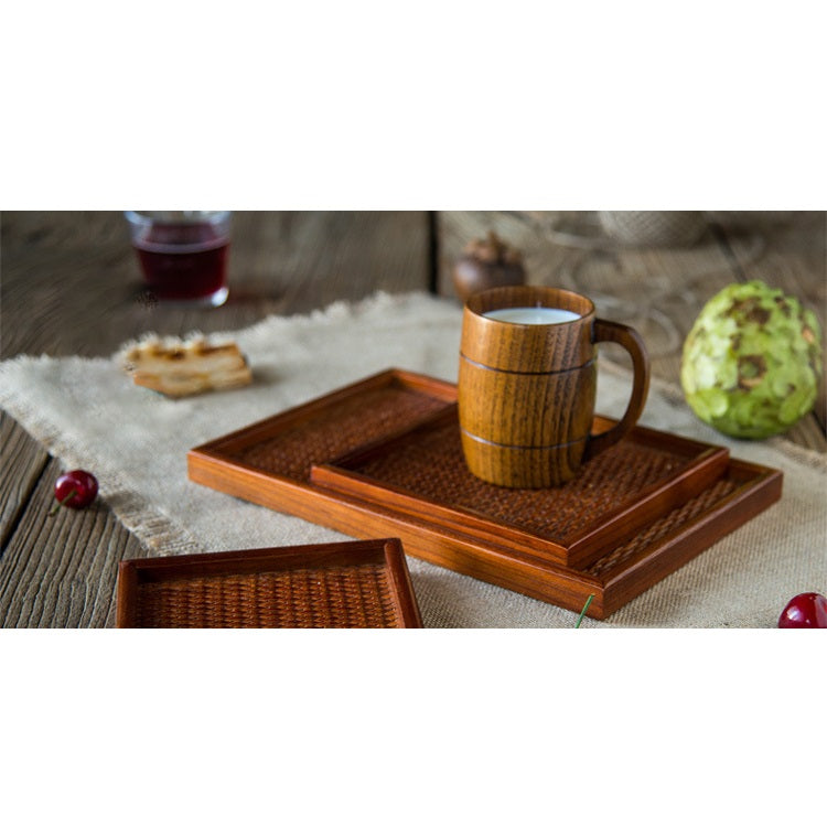 Rectangular Wooden • Plate Rattan Dinner Tray