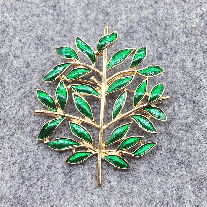 Retro Brooch Set • Green Leaves Corsage Pins