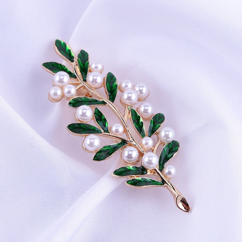 Retro Brooch Set • Green Leaves Corsage Pins