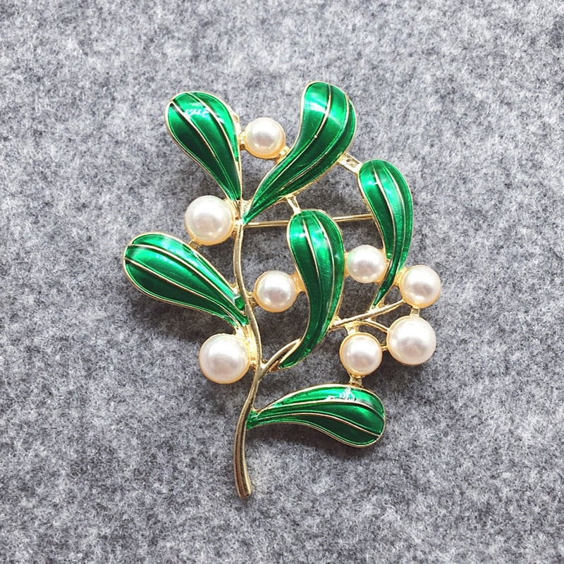 Retro Brooch Set • Green Leaves Corsage Pins