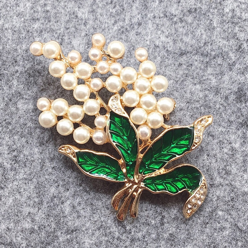 Retro Brooch Set • Green Leaves Corsage Pins