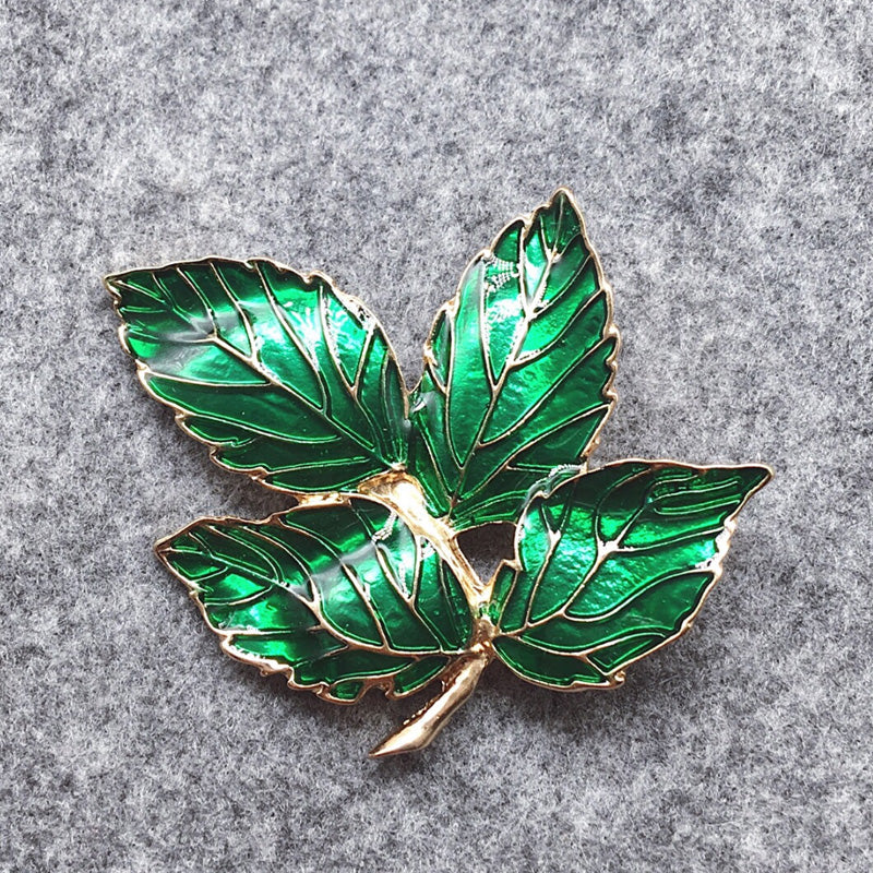 Retro Brooch Set • Green Leaves Corsage Pins