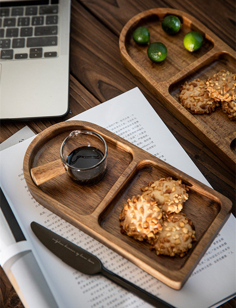 Retro Oval • Acacia Wood Divided Plate