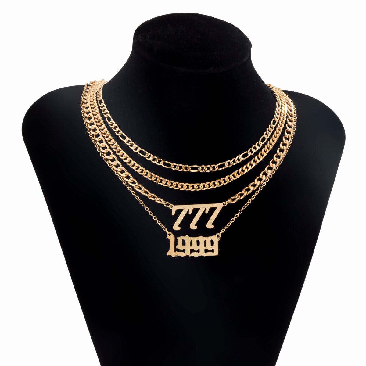 Retro Number Pendant Necklace • Silver Gold Plated Alloy