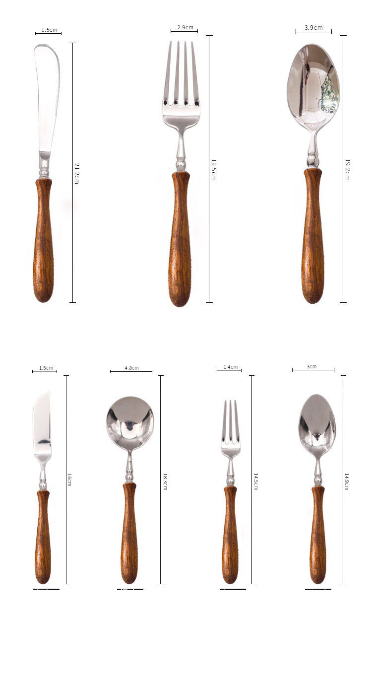 Seven Pieces Cutlery Set • Stainless Steel Rosewood