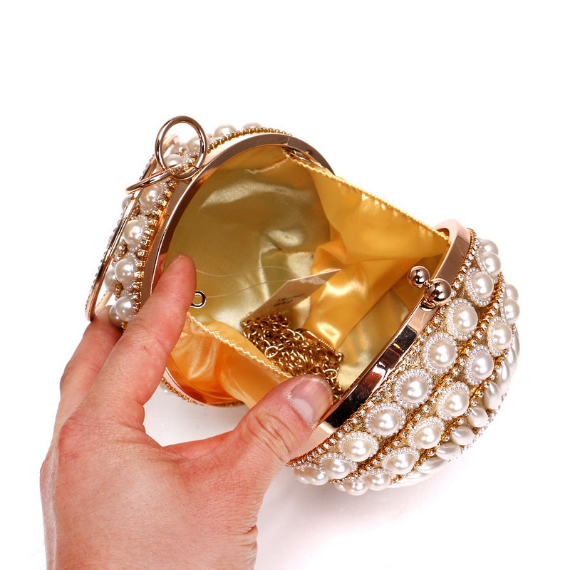 Shiny Banquet Clutch • Rhinestones Faux Pearls Bag