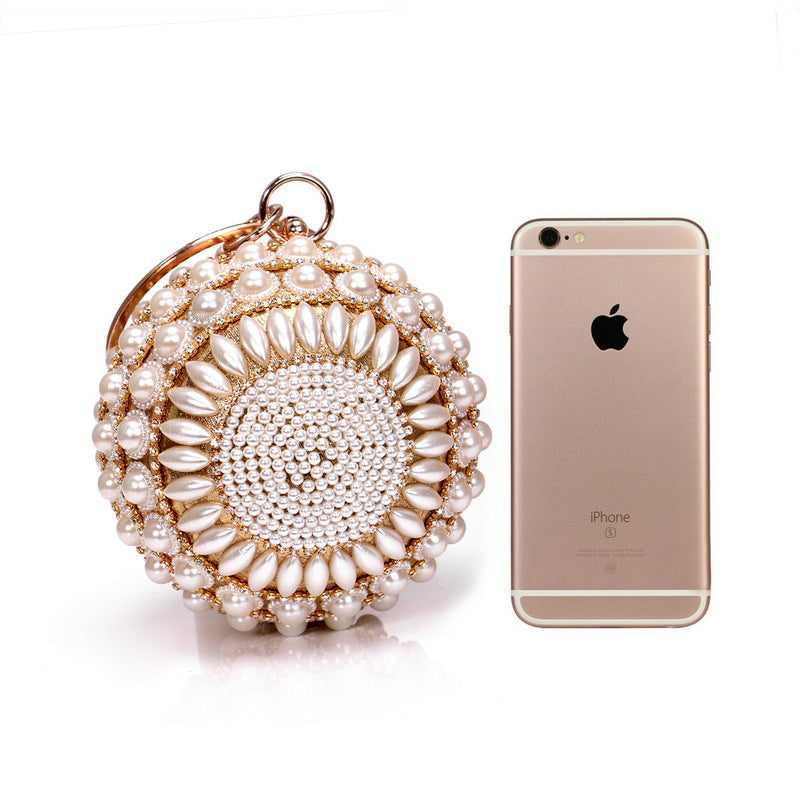 Shiny Banquet Clutch • Rhinestones Faux Pearls Bag