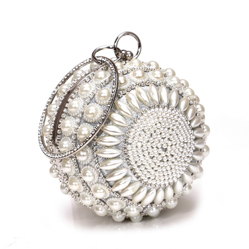 Shiny Banquet Clutch • Rhinestones Faux Pearls Bag