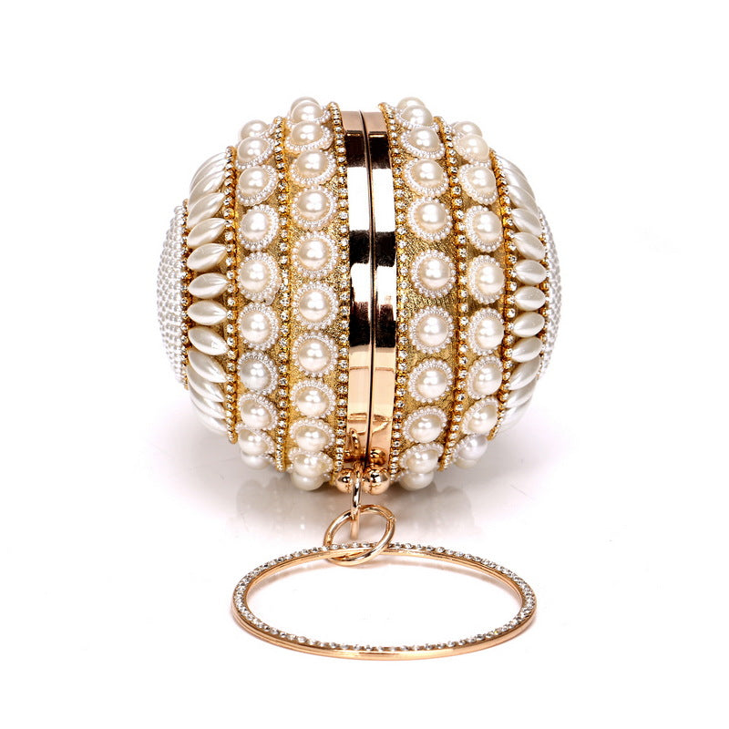 Shiny Banquet Clutch • Rhinestones Faux Pearls Bag