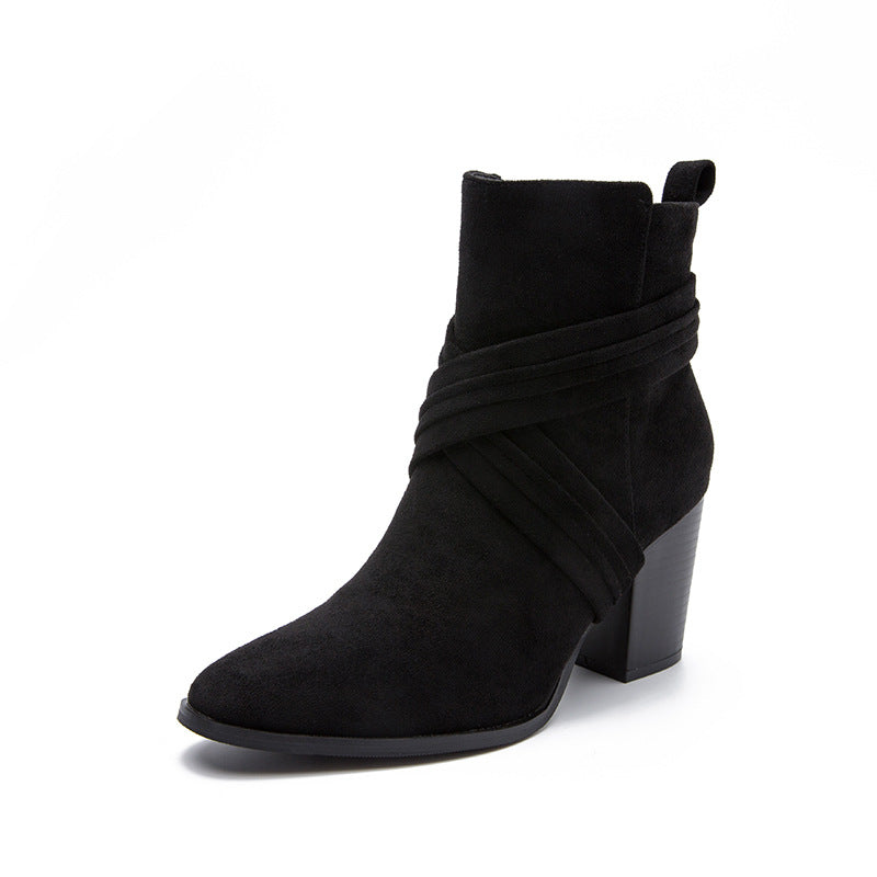 High Coarse Heel Boots • Suede Boots