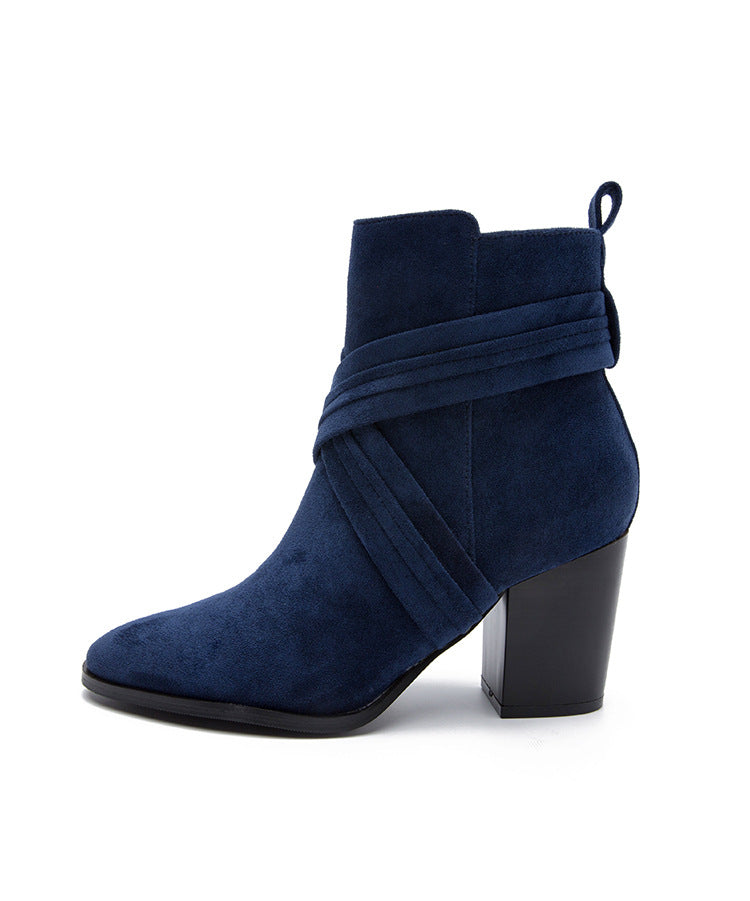 High Coarse Heel Boots • Suede Boots