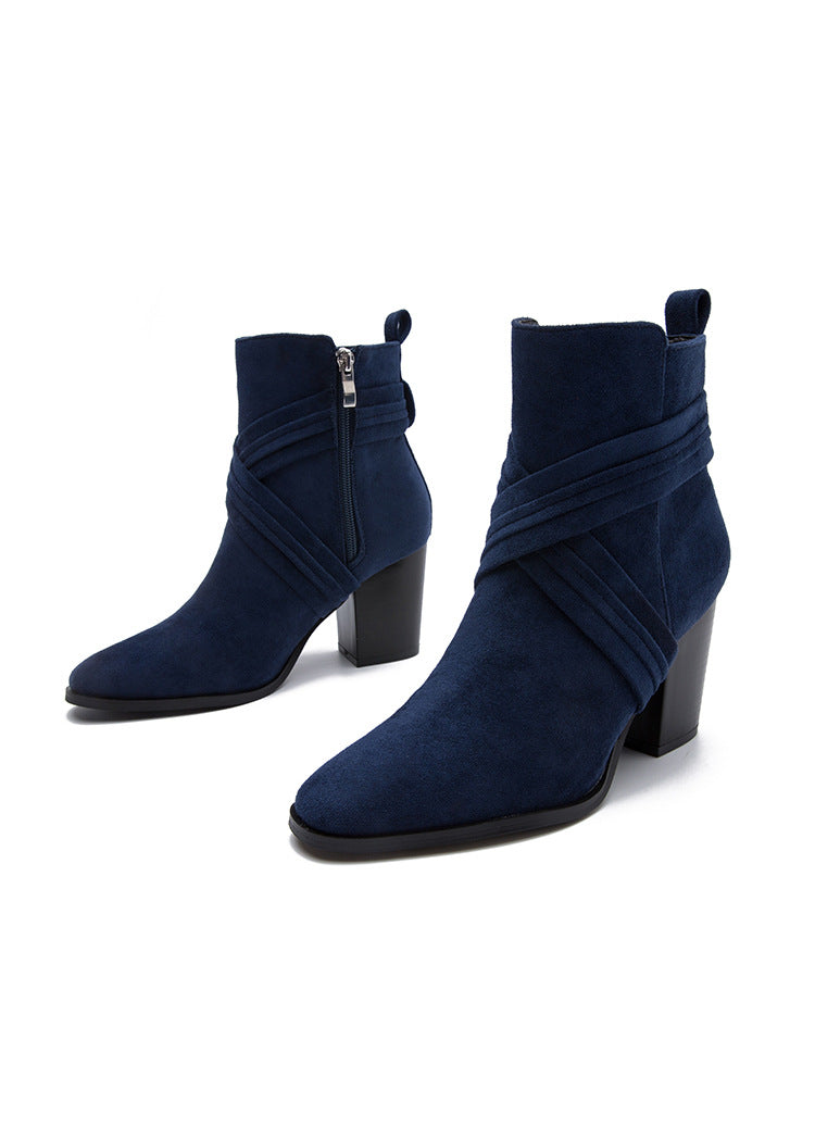 High Coarse Heel Boots • Suede Boots