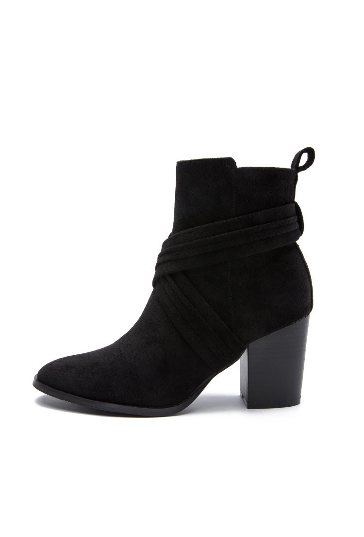 High Coarse Heel Boots • Suede Boots