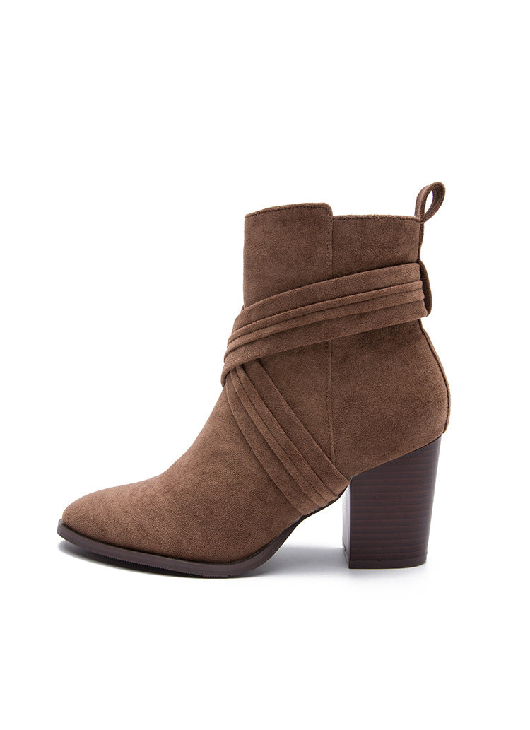 High Coarse Heel Boots • Suede Boots