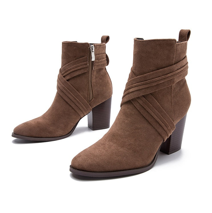 High Coarse Heel Boots • Suede Boots