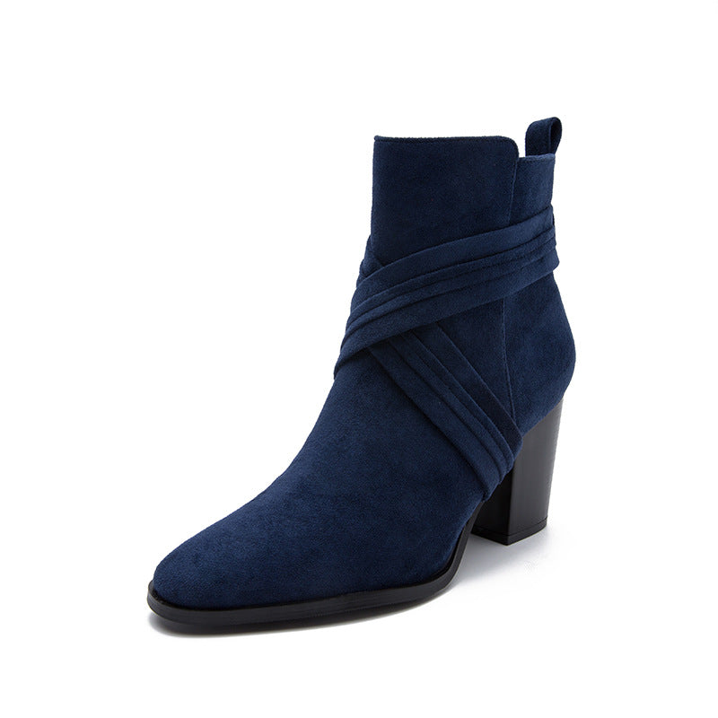 High Coarse Heel Boots • Suede Boots