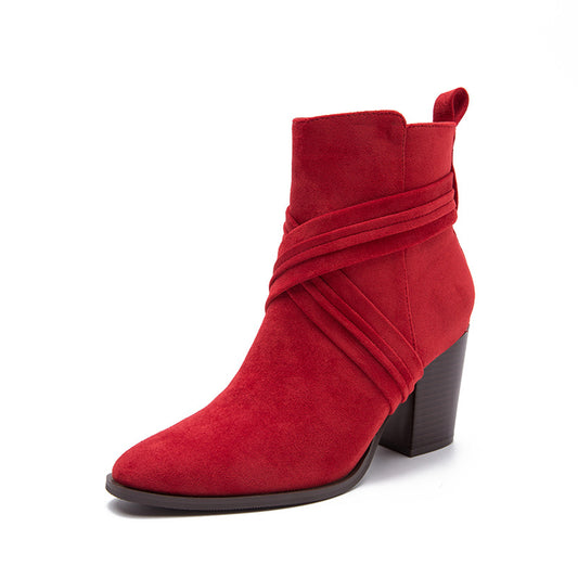 High Coarse Heel Boots • Suede Boots