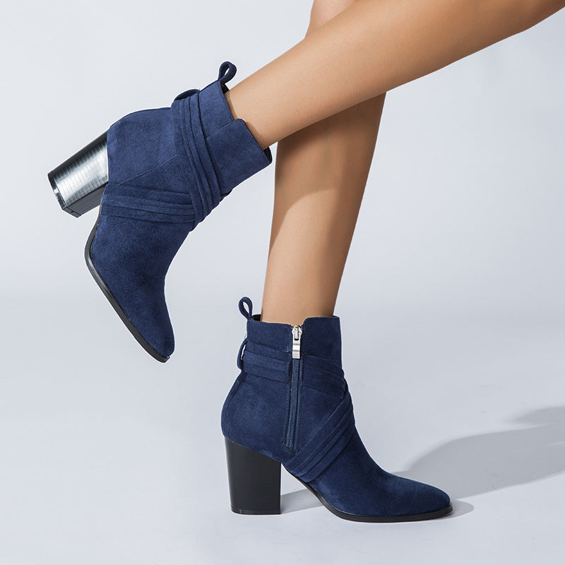 High Coarse Heel Boots • Suede Boots