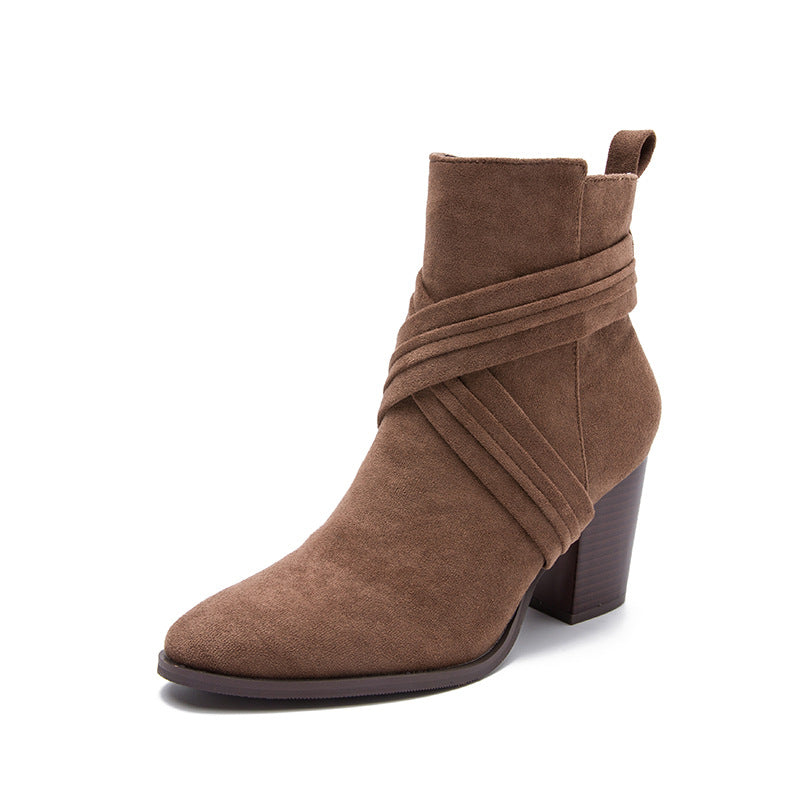 High Coarse Heel Boots • Suede Boots