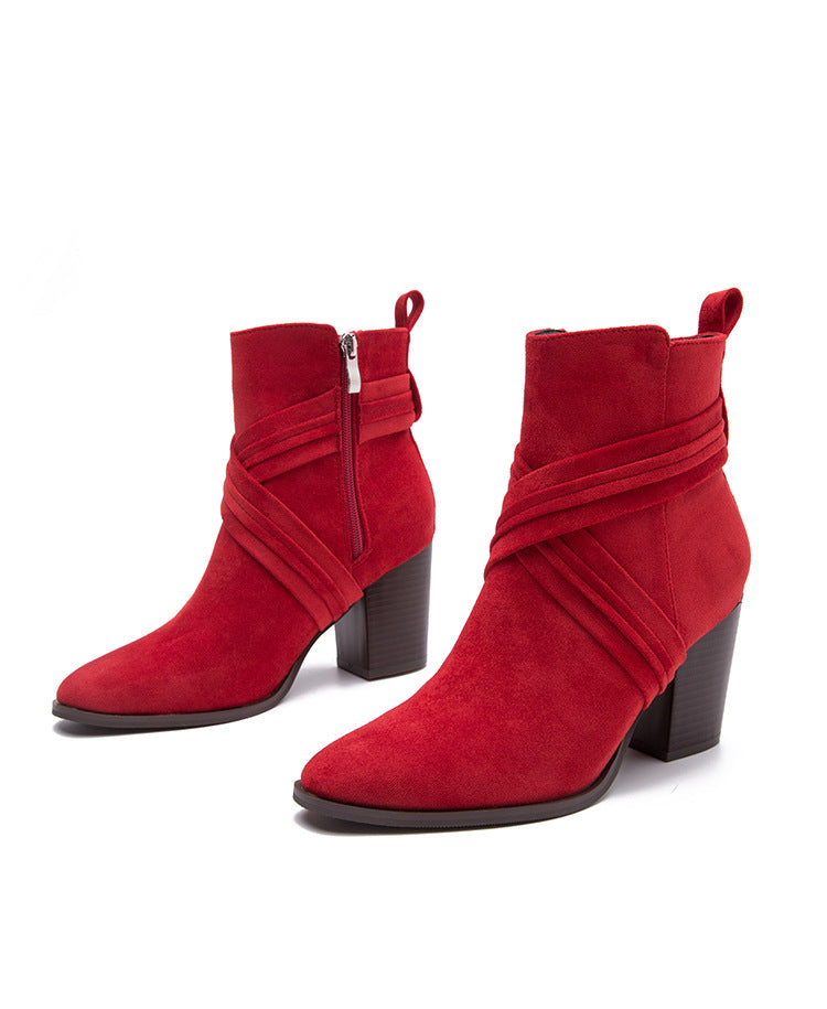 High Coarse Heel Boots • Suede Boots