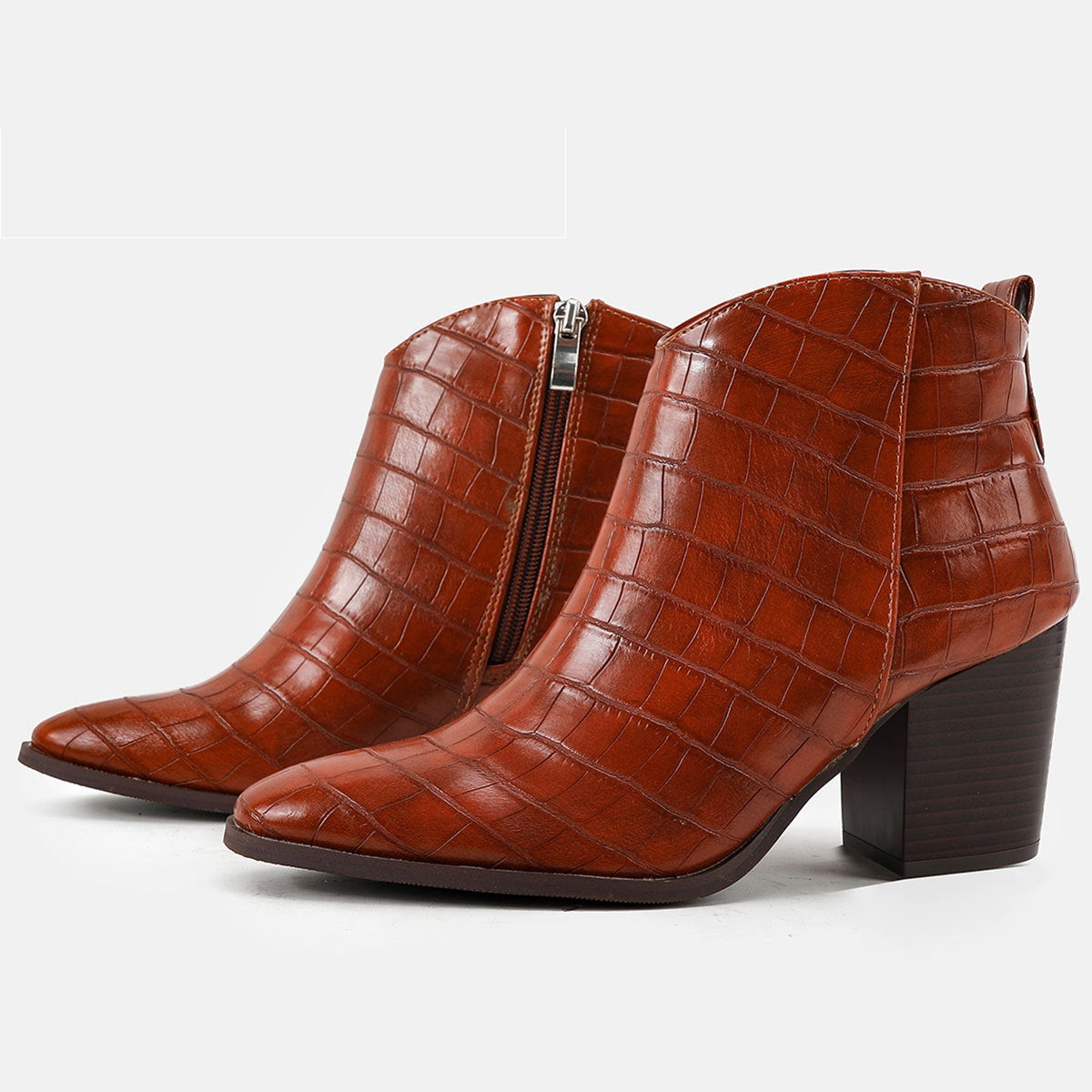 Side Zipper Crocodile Chelsea • PU Leather Boots