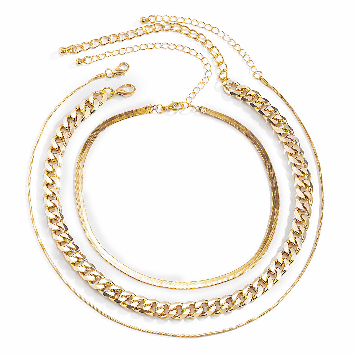 Urban Snake Bone Chains Necklace • Gold Plated Copper Alloy