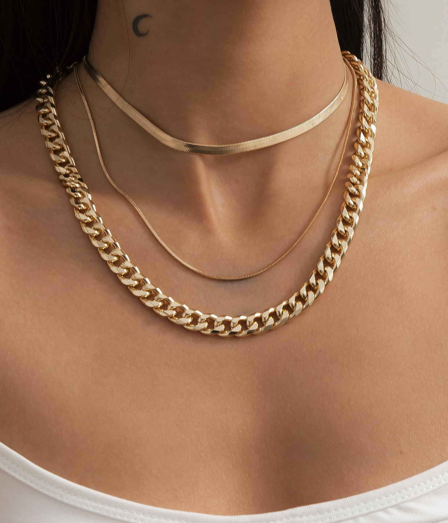 Urban Snake Bone Chains Necklace • Gold Plated Copper Alloy