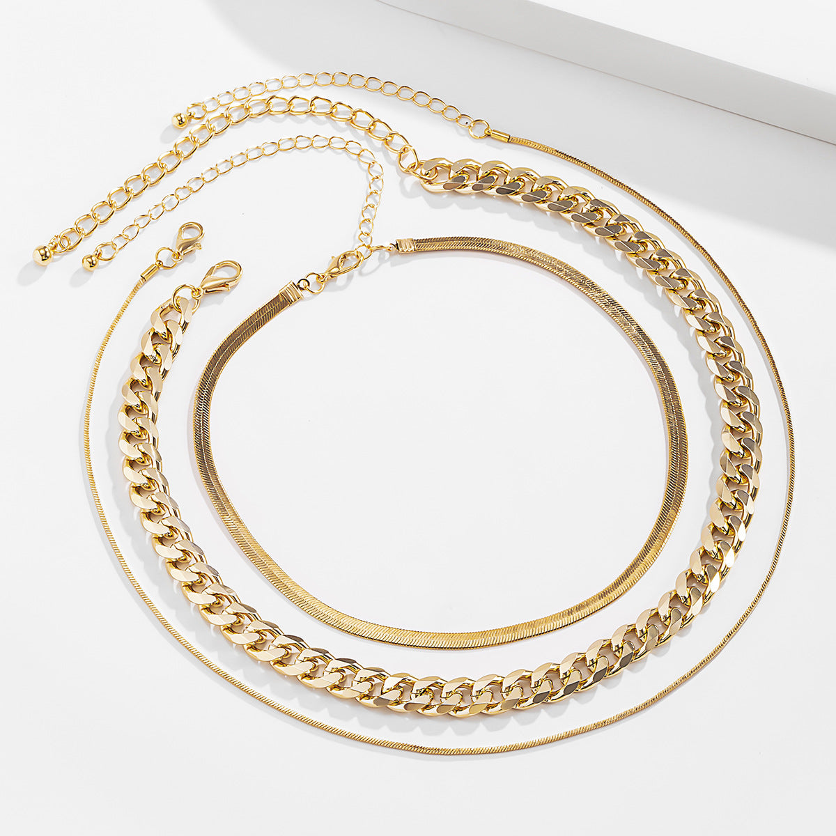 Urban Snake Bone Chains Necklace • Gold Plated Copper Alloy