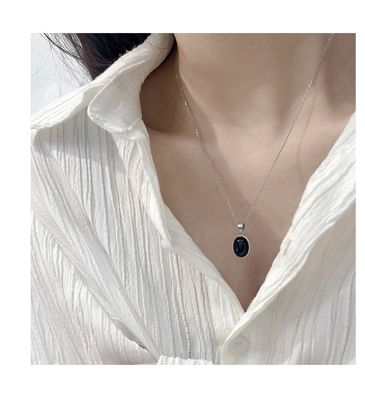 High-End Clavicle Necklace • Sterling Silver Black Onyx