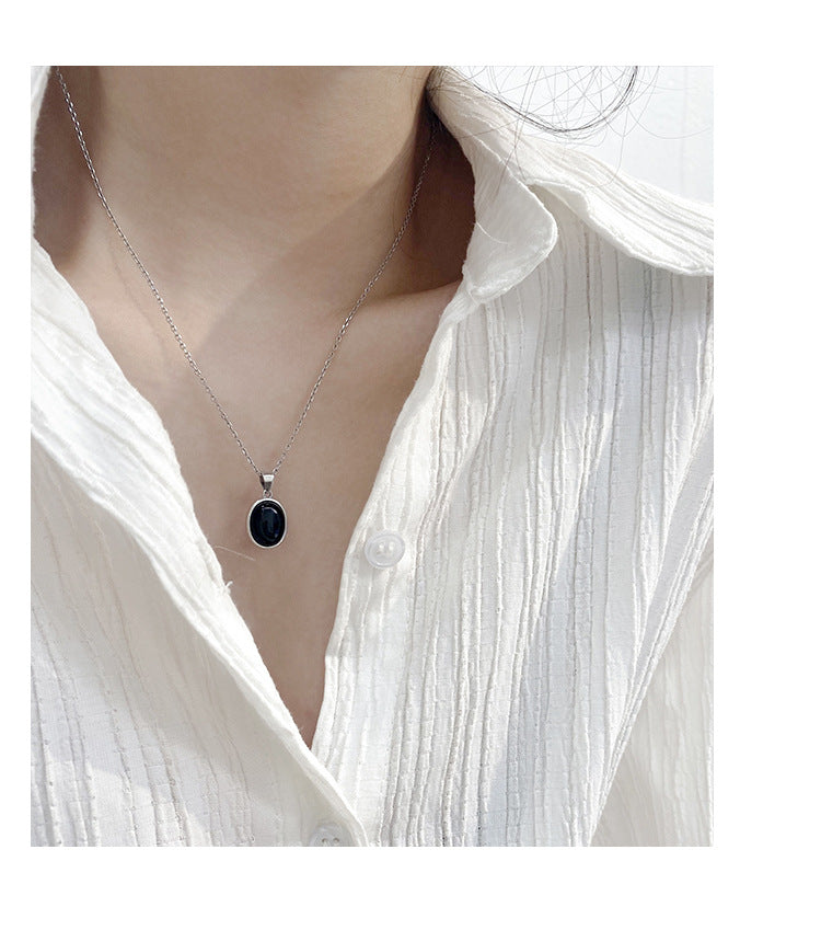 High-End Clavicle Necklace • Sterling Silver Black Onyx